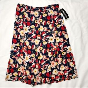 Vintage 80s 90s Sag Harbor Navy Button Front Floral Poppy Maxi Skirt Size 2X